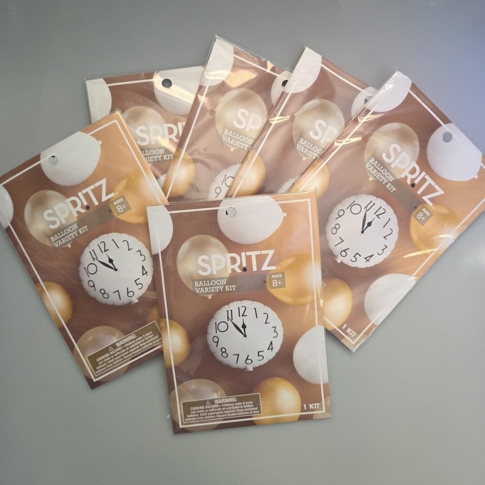 Spritz Balloon Variety Pack Gold White Clear *Lot of 6* New Years Birthday - Picture 1 of 3